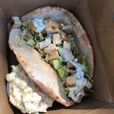 souvlaki pita w/ potato salad